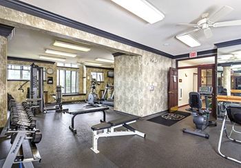 Fitness center with cardio and weight training equipment